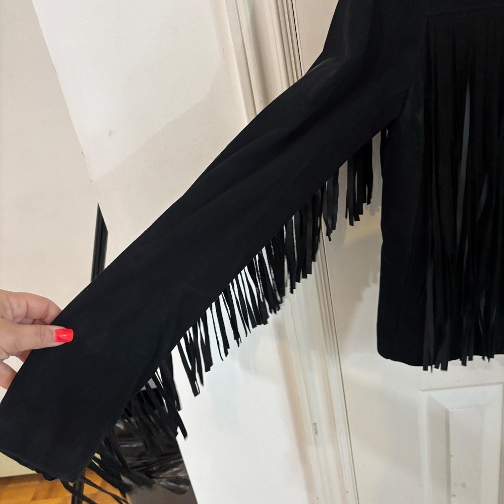 Mackage X Aritzia black suede jacket with fringe - Picture 4 of 6